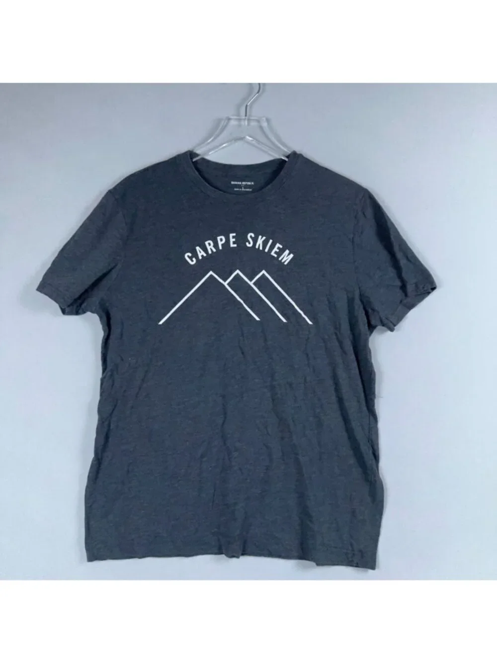 Banana Republic T-Shirt Mens Size Large Gray Carpe Skiem Graphic Crew neck